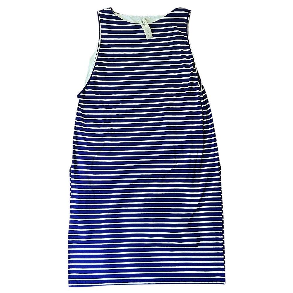 NWT Chico's Double Layer Sleeveless Blue & White Striped Midi Dress 3 (16/18 XL)